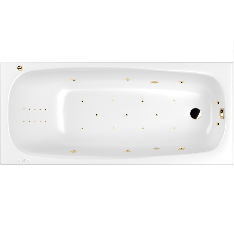 Ванна гидромассажная Whitecross Layla ULTRA NANO 0102.170075.100.ULTRANANO.GL 170x75 (белый глянцевый, золотой), каркас, слив-перелив